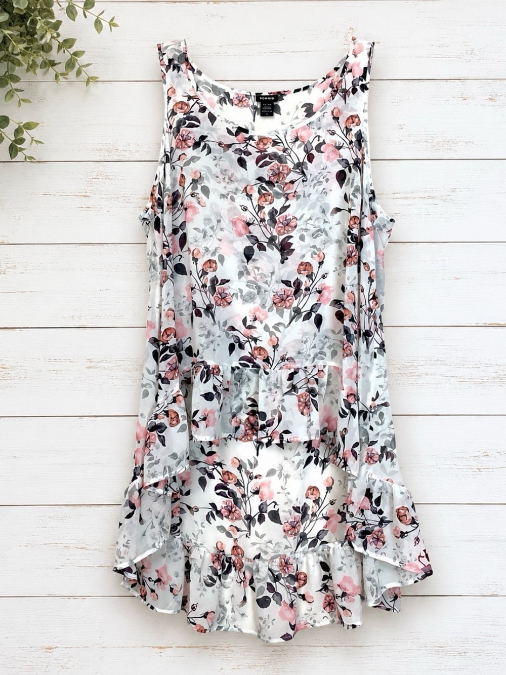 🌸 Torrid Floral High-Low Chiffon Tunic Tank Top Size 0 (12/14) Plus